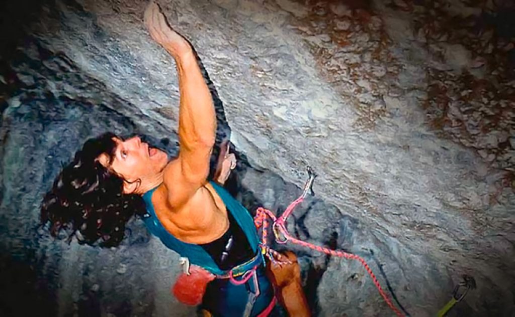 Wolfgang Güllich su Action directe. Foto Coll. Wolfgang Güllich