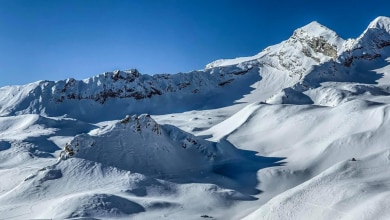 Vista dalla Grand Sertz, sopra il Rifugio Vittorio Sella