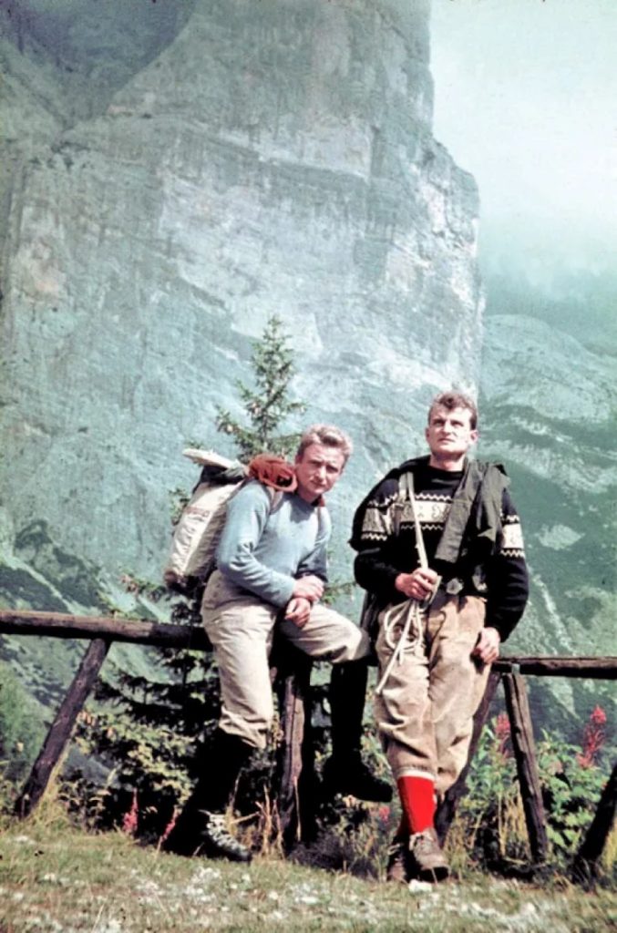 Con Giorgio Redaelli dopo la Direttissima alla parete sud della Torre Trieste