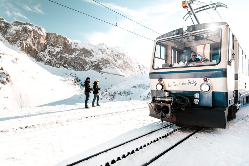 Il trenino arriva in vetta anche in caso di neve. @Maude Rion