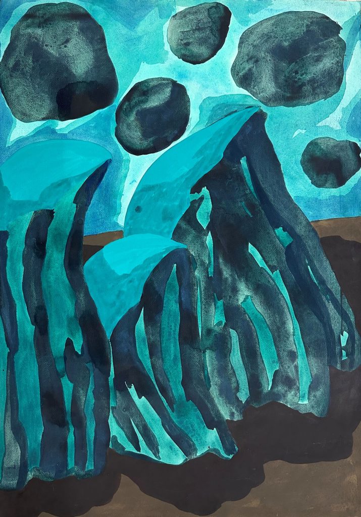 Incontri tra Montagne, 1993, acrilico su carta, 99.4x70cm @Alberto Di Fabio
