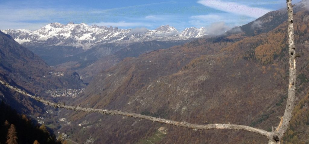 Luogo del ritrovamento, dove lo sguardo spazia dal Bernina al fondovalle. Foto Michele Comi