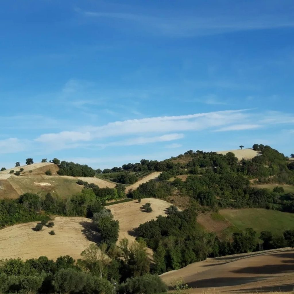 Paesaggio lungo il Cammino dei Forti, nelle Marche