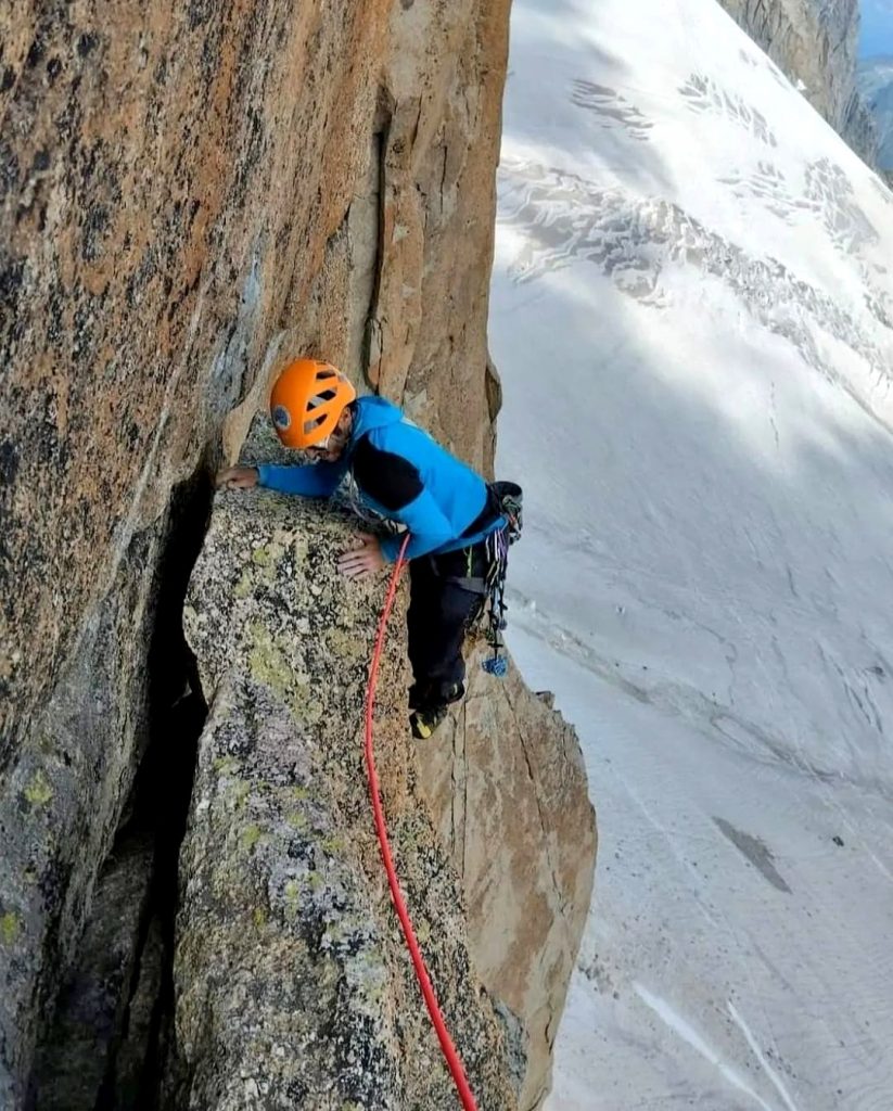 Un Aquilotto sulla via Salluard al Pic Adolphe, Monte Bianco