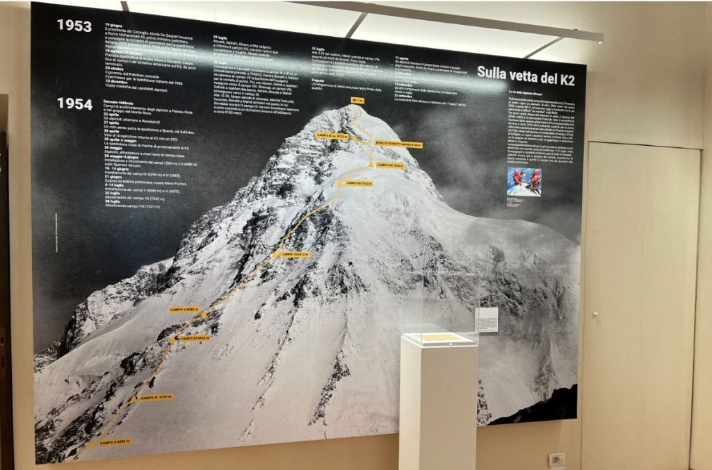 La grande foto di Vittorio Sella con la cronologia del K2
