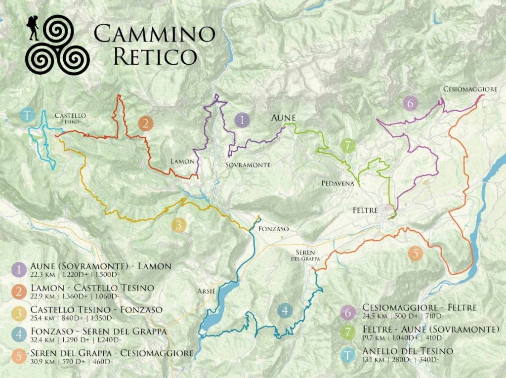 La mappa del Cammino Retico