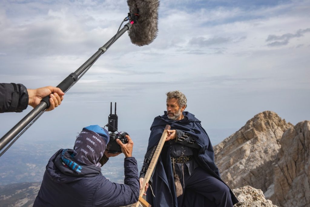 Massimo Poggio durante le riprese di Monte Corno - Pareva che io fussi in aria