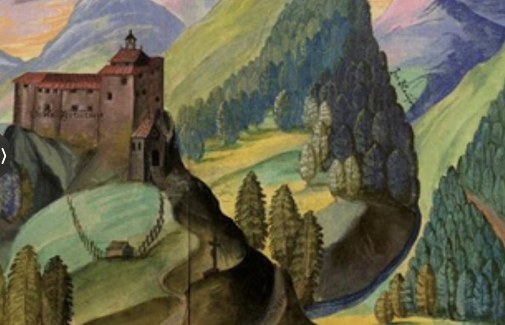 Il castello di Botestagno dopo le modifiche del 1568 ( Innsbruck , Museum Ferdinandeum)