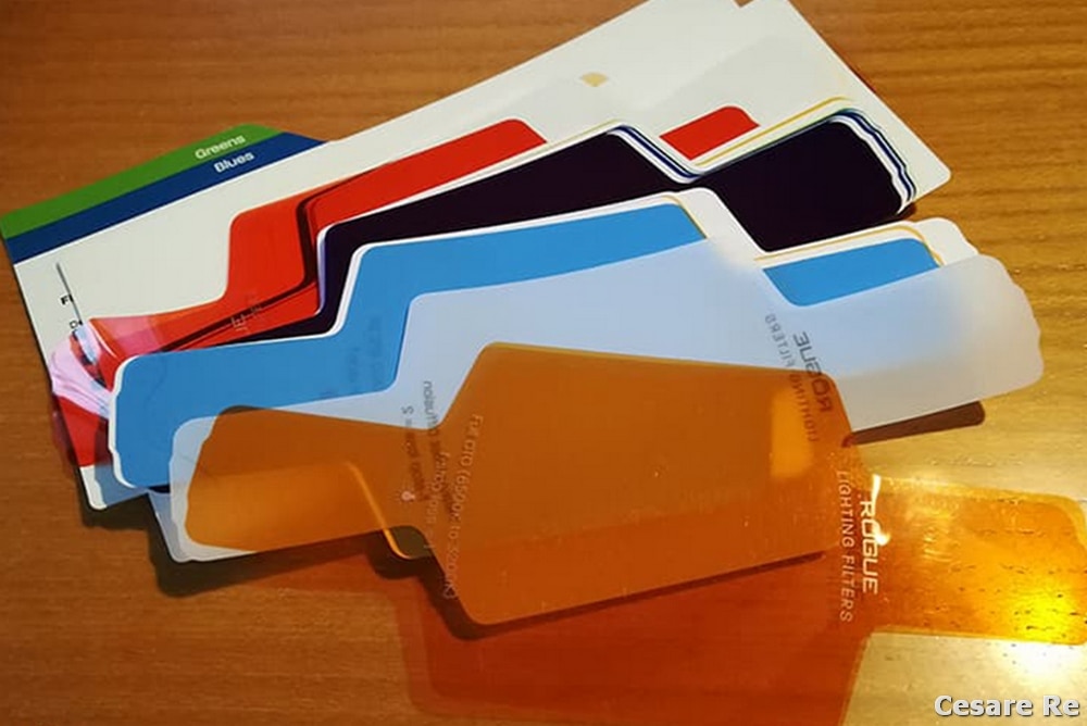 Gelatine colorate, da applicare alla parabola del flash.