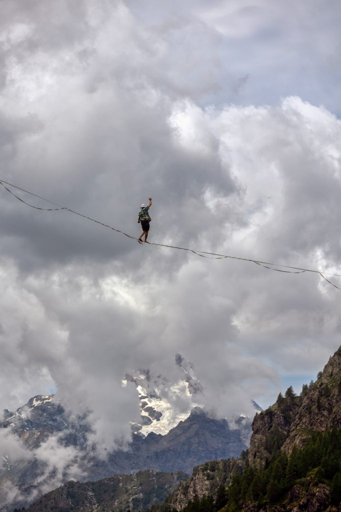 Carlo Cozzio, uno dei principali intrepreti della disciplina, in azione