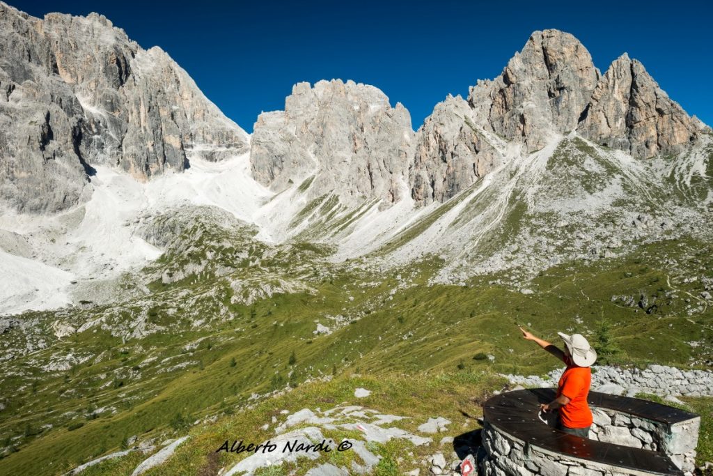 Da sinistra, Cima Undici, Passo della Sentinella, Croda Rossa, Pala di Popera, il Triangolo. Foto Alberto Nardi