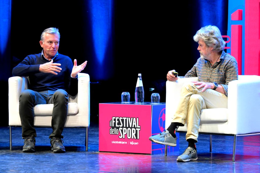 Ed Viesturs e Reinhold Messner al Festival dello Sport di Trento, 2023