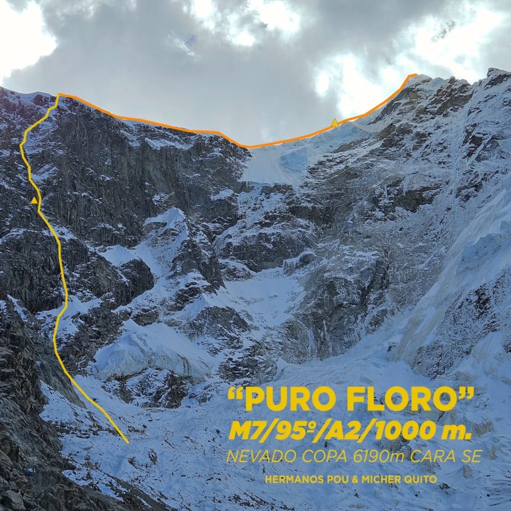 Puro Floro, la via aperta sul Nevado Copa. FB hermanospou