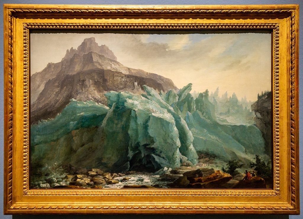 Caspar Wolf, Il ghiacciaio inferiore di Grindelwald con il fiume Lütschine e il monte Mettenberg @Kunst Museum Winterthur Fondazione Oskar Reinhardt
