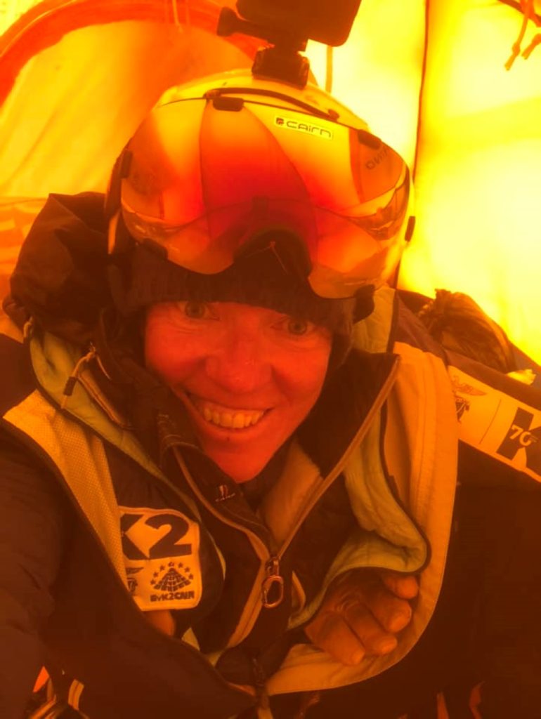 Cristina in tenda, foto FB Cristina Piolini