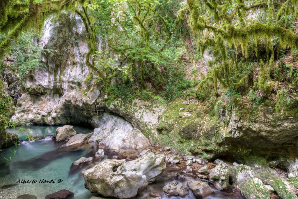 La risorgenza del fiume Bussento dalla grotta. Foto Alberto Nardi