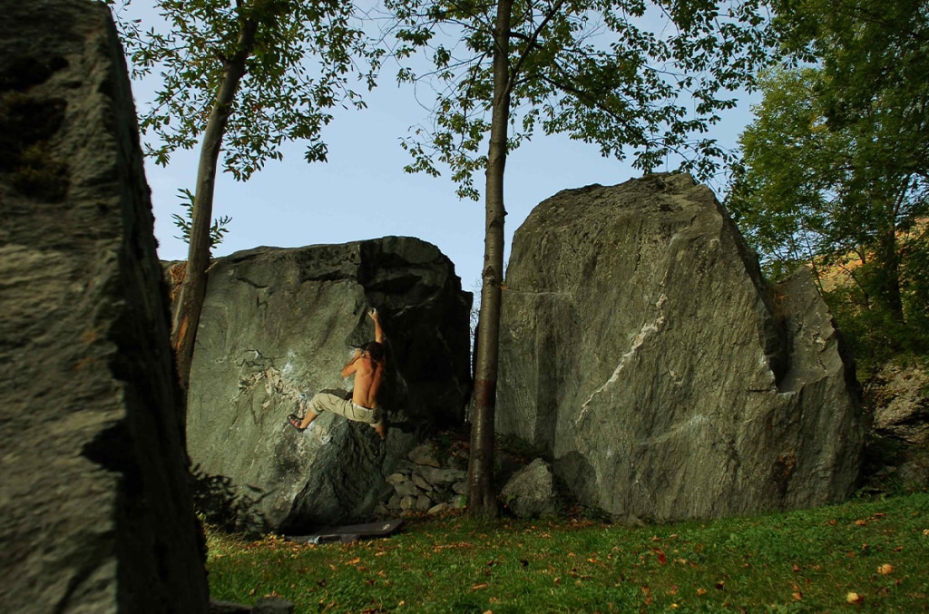 Giardino con blocchi di gneiss in Valmalenco. Foto A. Lenatti