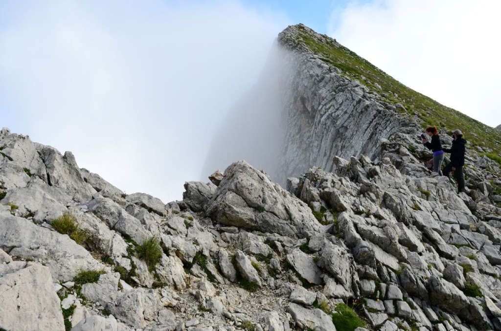 Monte Camicia, il Balcone sulla parete Nord, foto Stefano Ardito