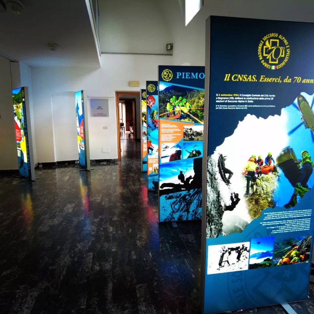 Gli allestimenti della mostra. FB Soccorso Alpino e Speleologico Piemonte - CNSAS