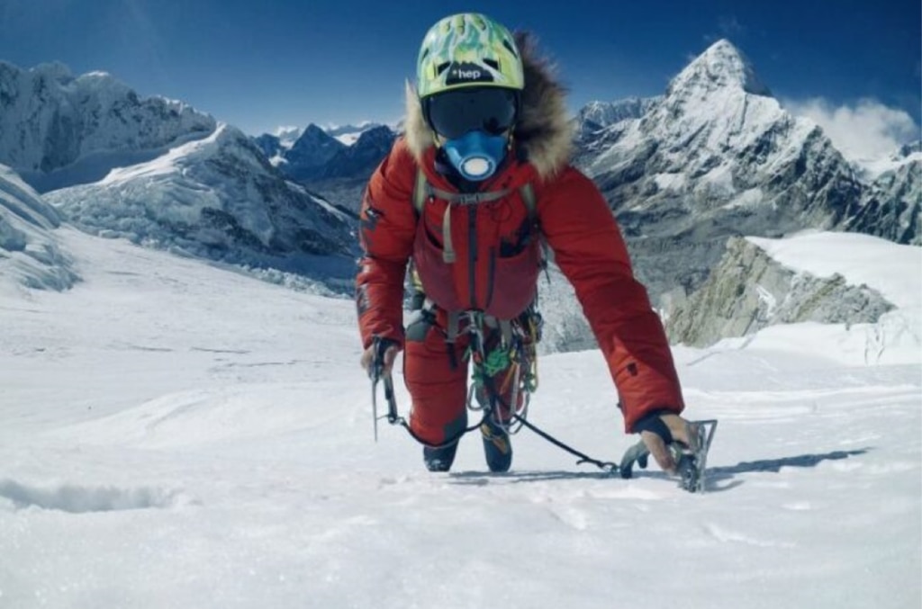 Kobusch durante il suo primo tentativo sull'Everest invernale. @ Jost Kobusch