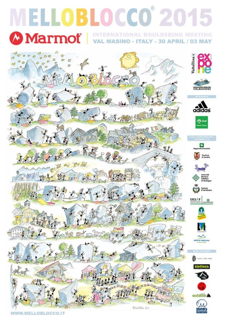 La maglietta di Melloblocco 2015 disegnata da Fabio Vettori