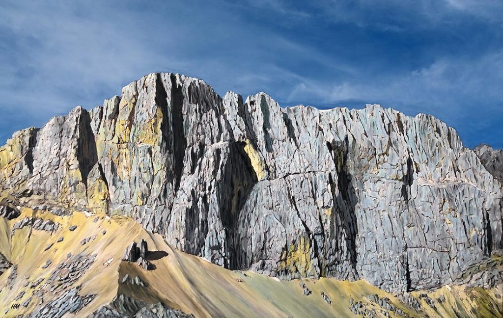 La parete sud della Marmolada, teatro di alcune tra le più belle aperture di Mariacher