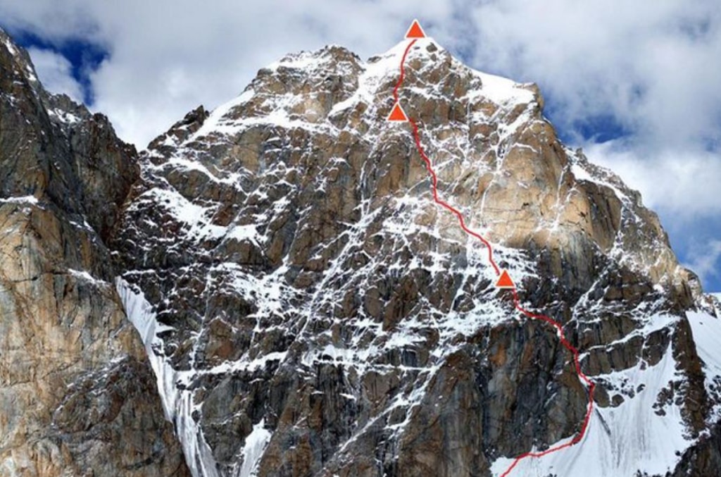La linea di salita sul Thui 2. Foto IG yudai_suzuki_climber