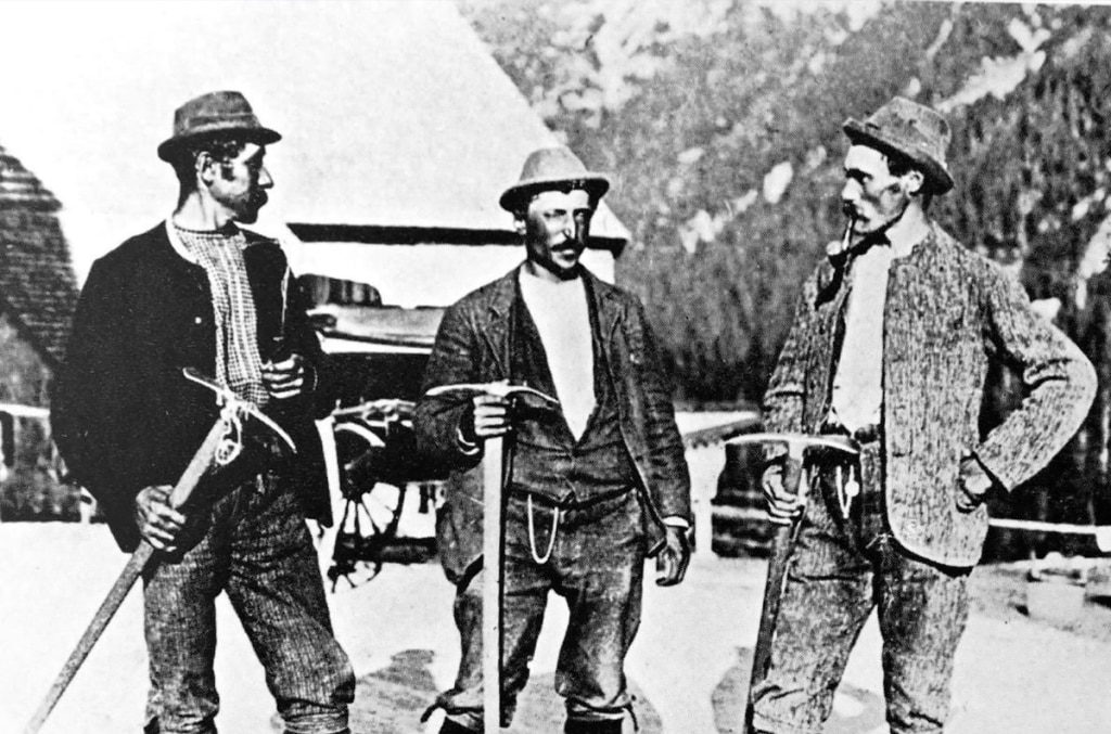 Pietro Dimai, Giovanni Siorpaes e Antonio Dimai nel 1895 @ Raccolta Enrico Maioni