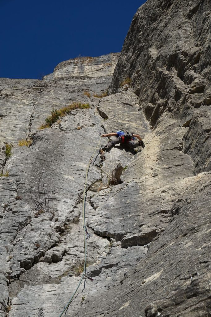 Diego Filippi sulla via Zuffa Lenzi alla Parete Sud - Foto Sassbaloss