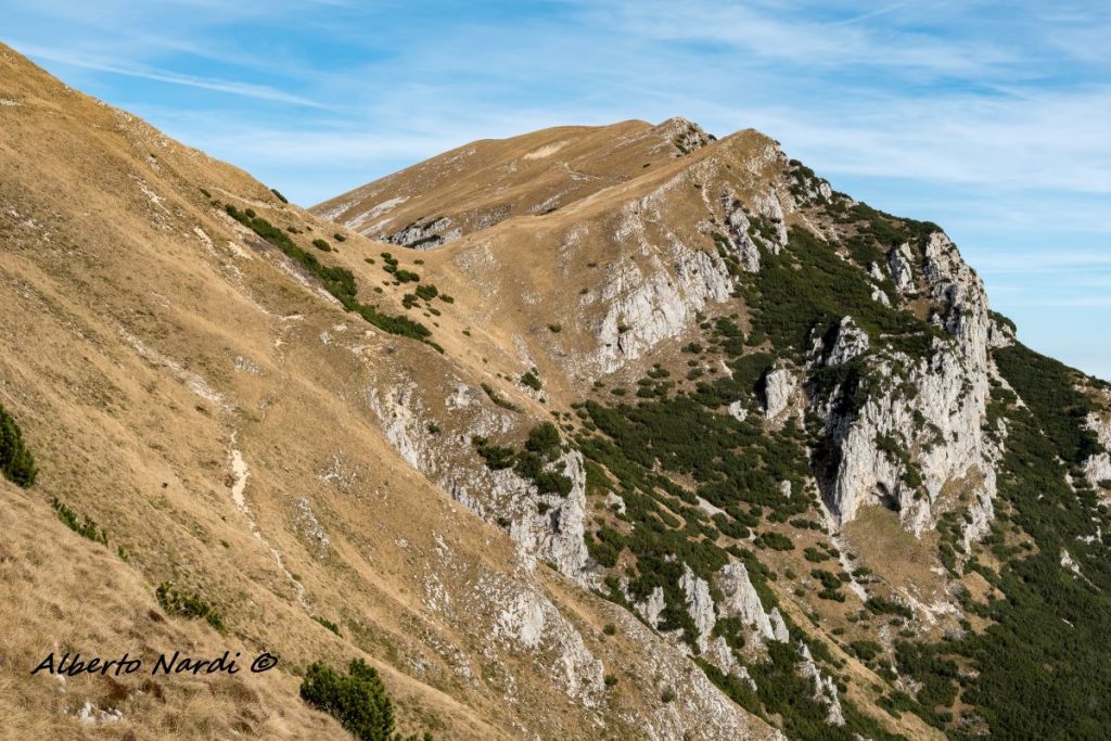 Le cime Coal Santo (2072 m) e Vetta delle Buse (2154 m) dal sentiero 658 per Escursionisti Esperti. Foto Alberto Nardi