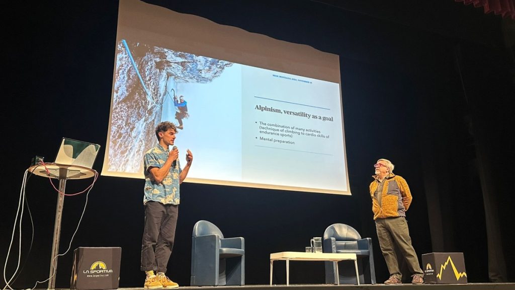 Welfringer, con Luca Calvi, nel corso della serata a MeseMontagna