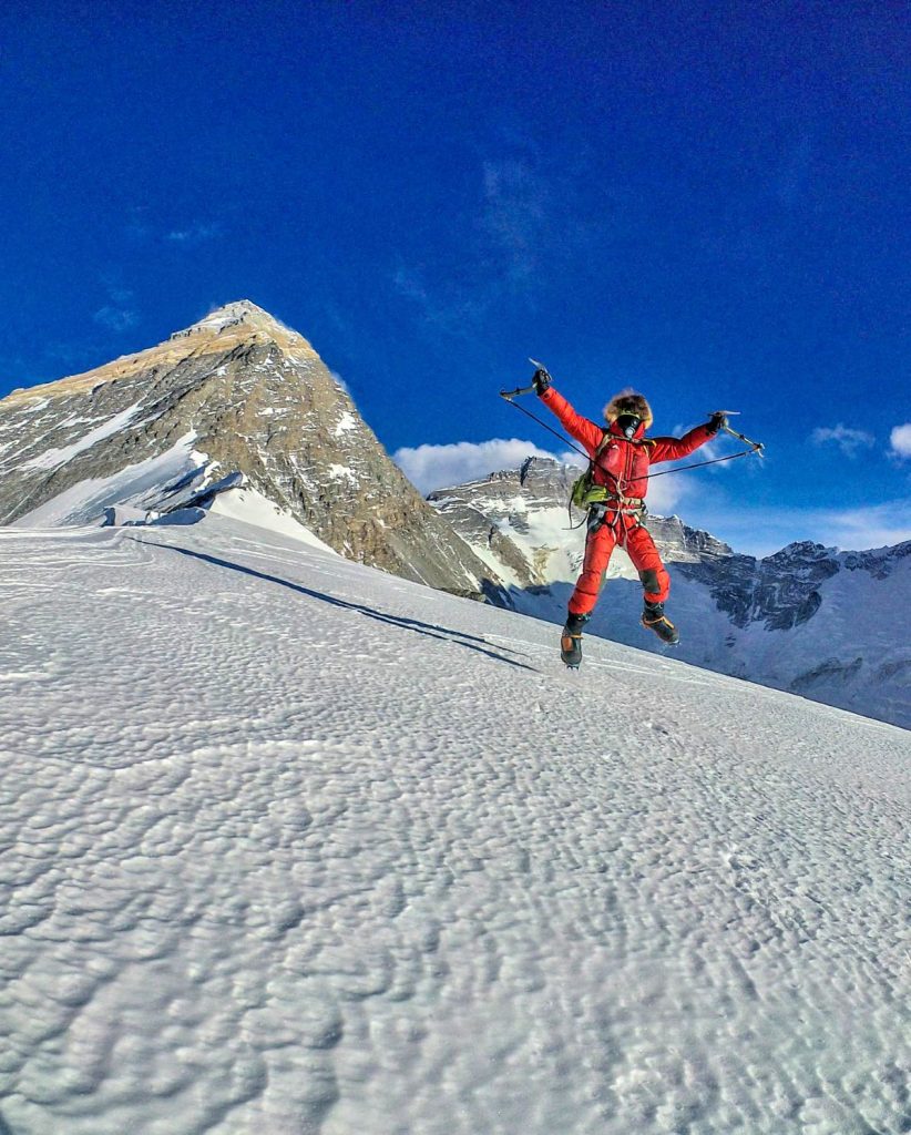 Jost Kobusch sulla Spalla Ovest dell'Everest  