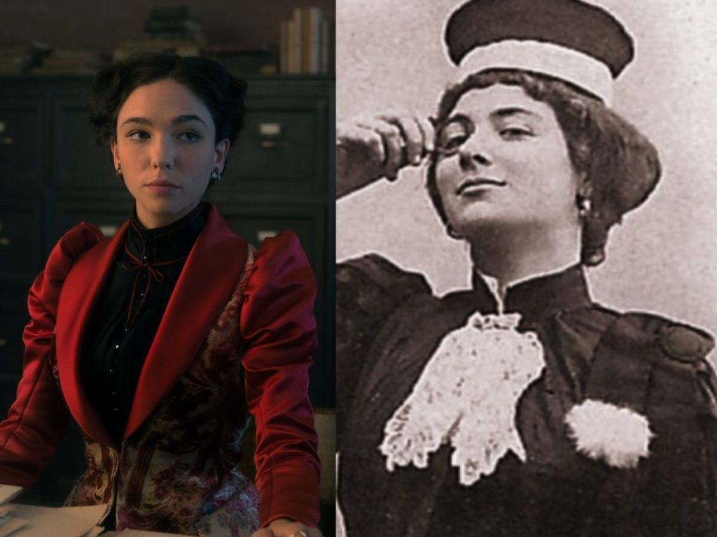 Lidia Poet (a destra) e Matilda De Angelis che la interpreta nella serie televisiva a lei dedicata