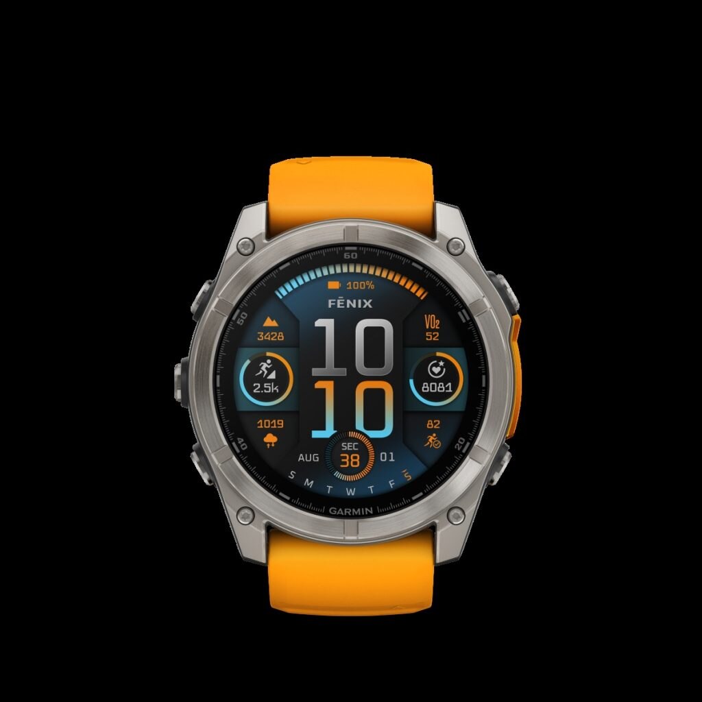 Fenix8_51_HR_Titanium_SparkOrange_Front_0015_fenix8_wf_47_51mm_sapphire_bare