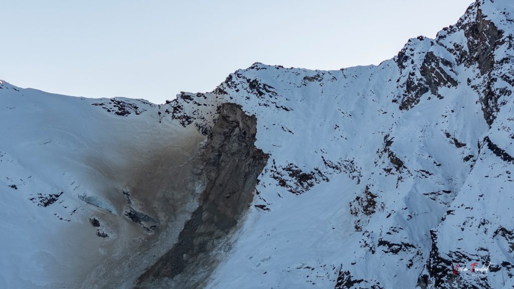 Il punto del distacco. Foto Luca Tondat