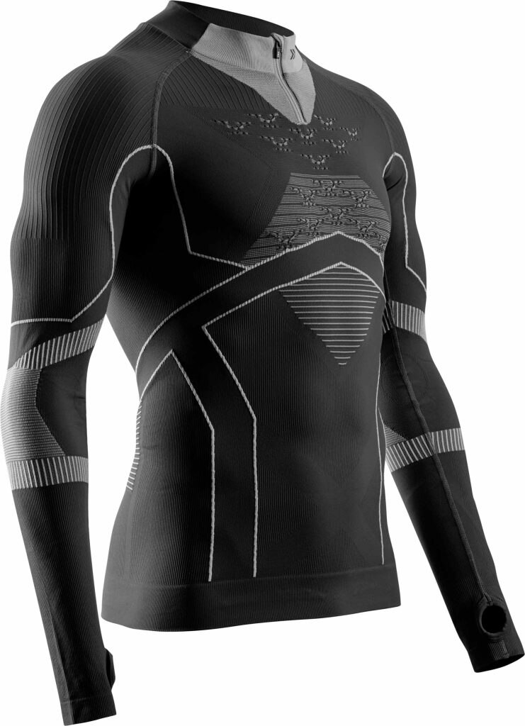 X-BIONIC ENERGY ACCUMULATOR LIGHT SHIRT LS 1-2 ZIP MEN_X BLACK LIGHT GREY