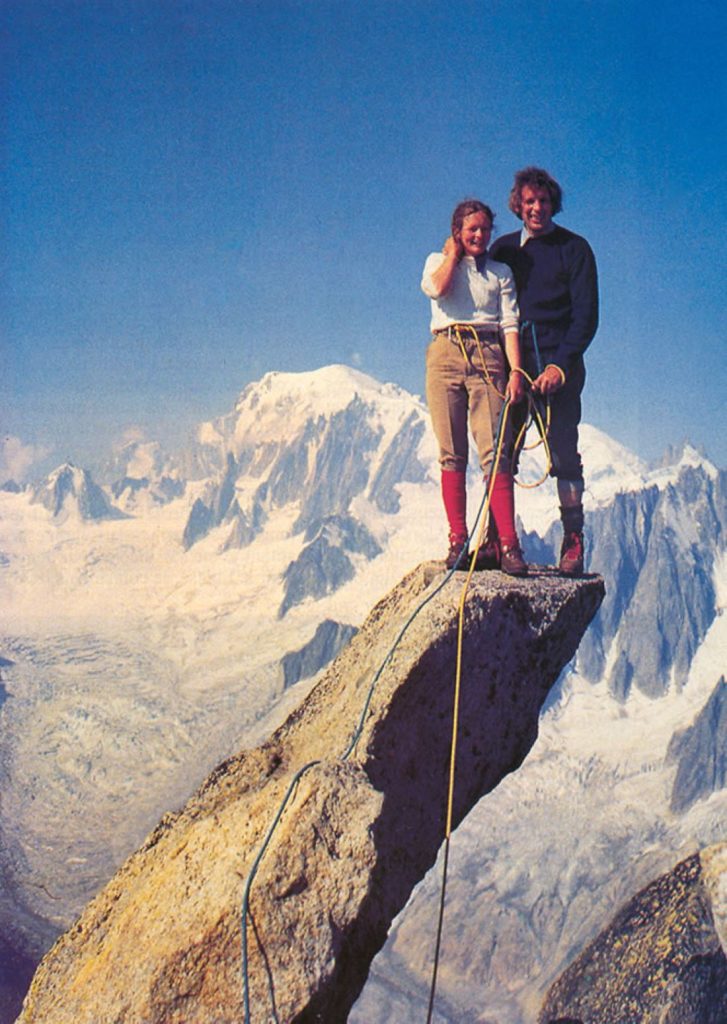 Claude Barbier e Anna Lauwaert sulla cima del Moine, gruppo del Monte Bianco, nel 1976 @ Anna Lauwaert
