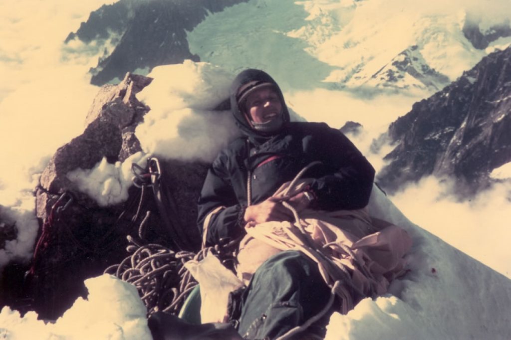 Claude Barbier in cima allo Sperone Walker, nel 1969. @ arch. Barbier