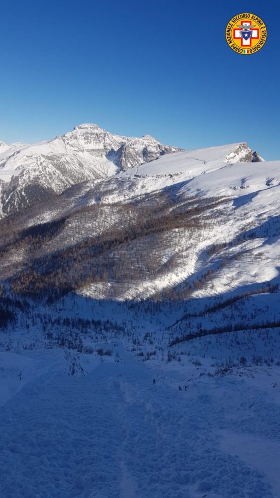 La valanga che ha travolto i tre sfortunati scialpinisti. Foto CNSAS