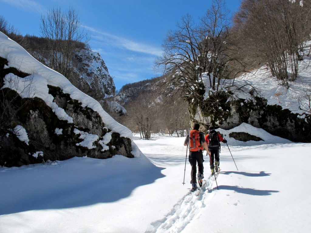 Scialpinisti in Val Chiarano, foto Stefano Ardito