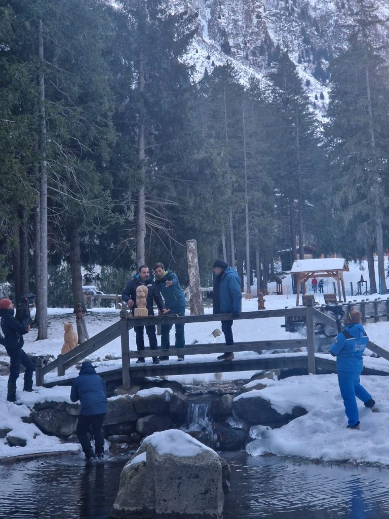 Una fase della registrazione della puntata di domani di Linea bianca