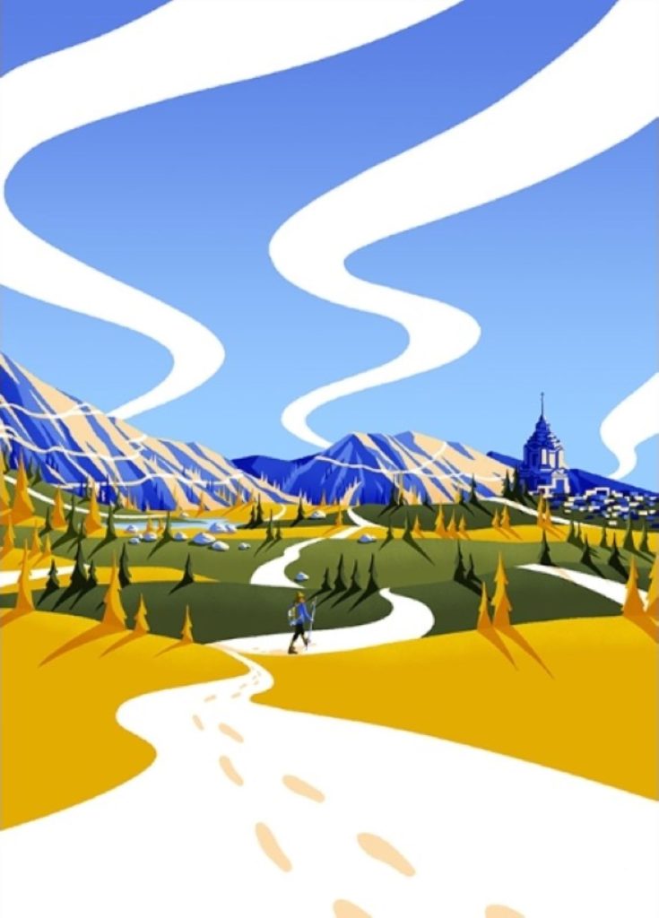 Il Piemonte dei Cammini. Dipinto di Giovanna Giuliano