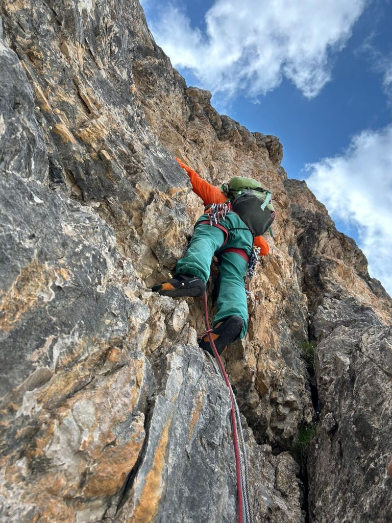 Heini Gütl impegnato di recente sulla Nord della Cima Grande di Lavaredo
