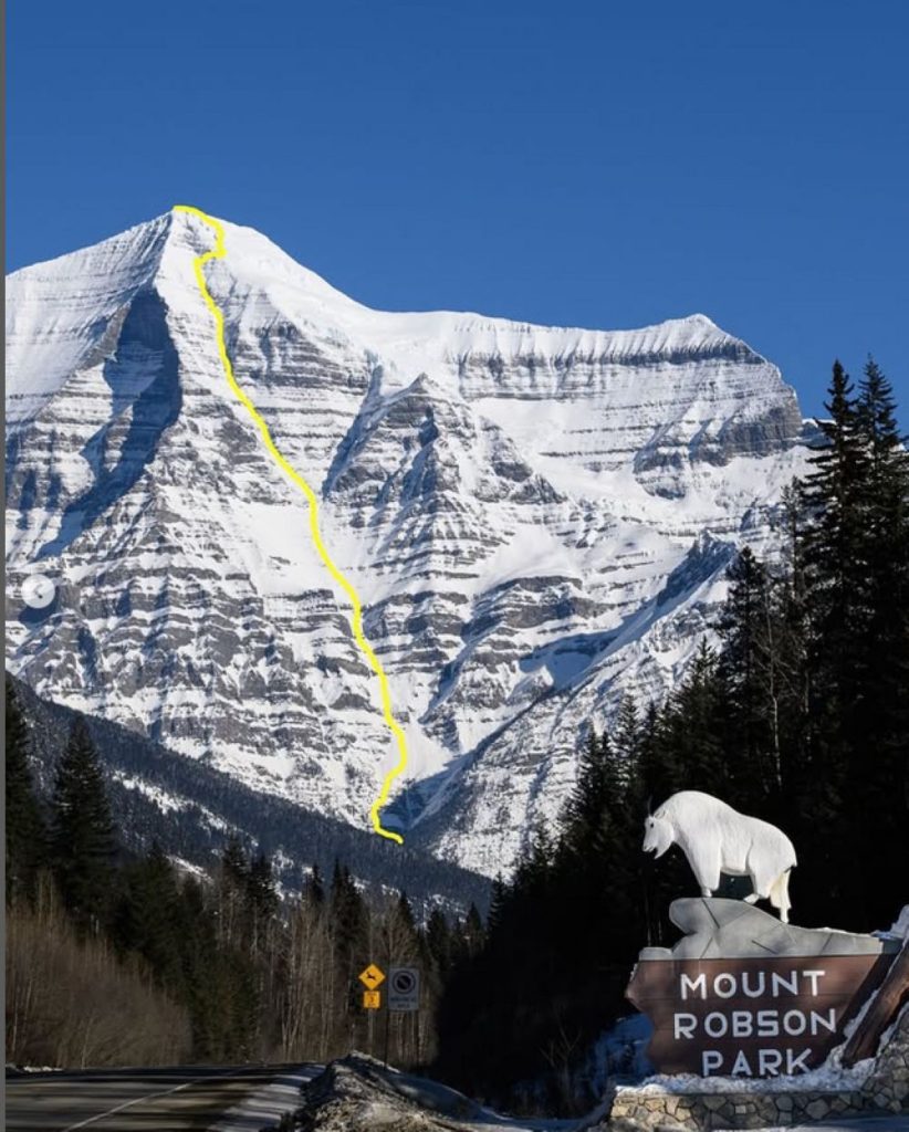 La linea di discesa lungo la parete sud del Mount Ronson @christinalusti