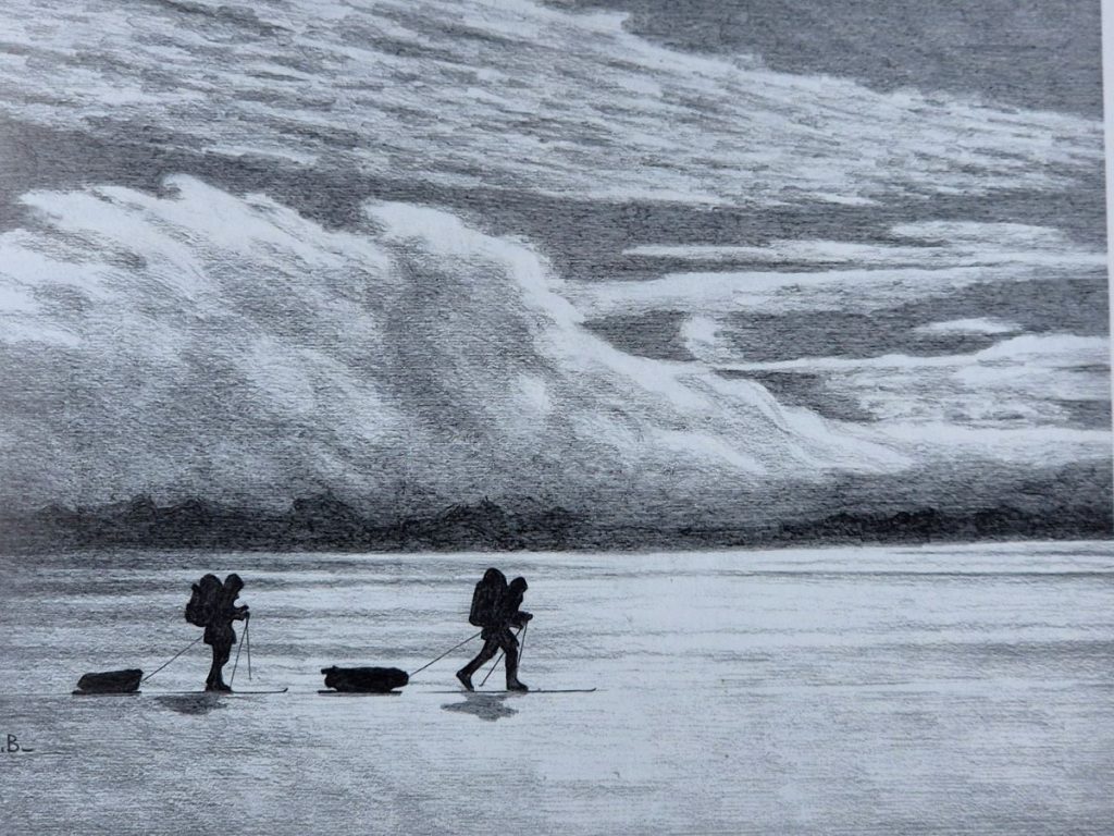 Patagonia, sullo Hielo Patagonico Sur (matita e grafite)