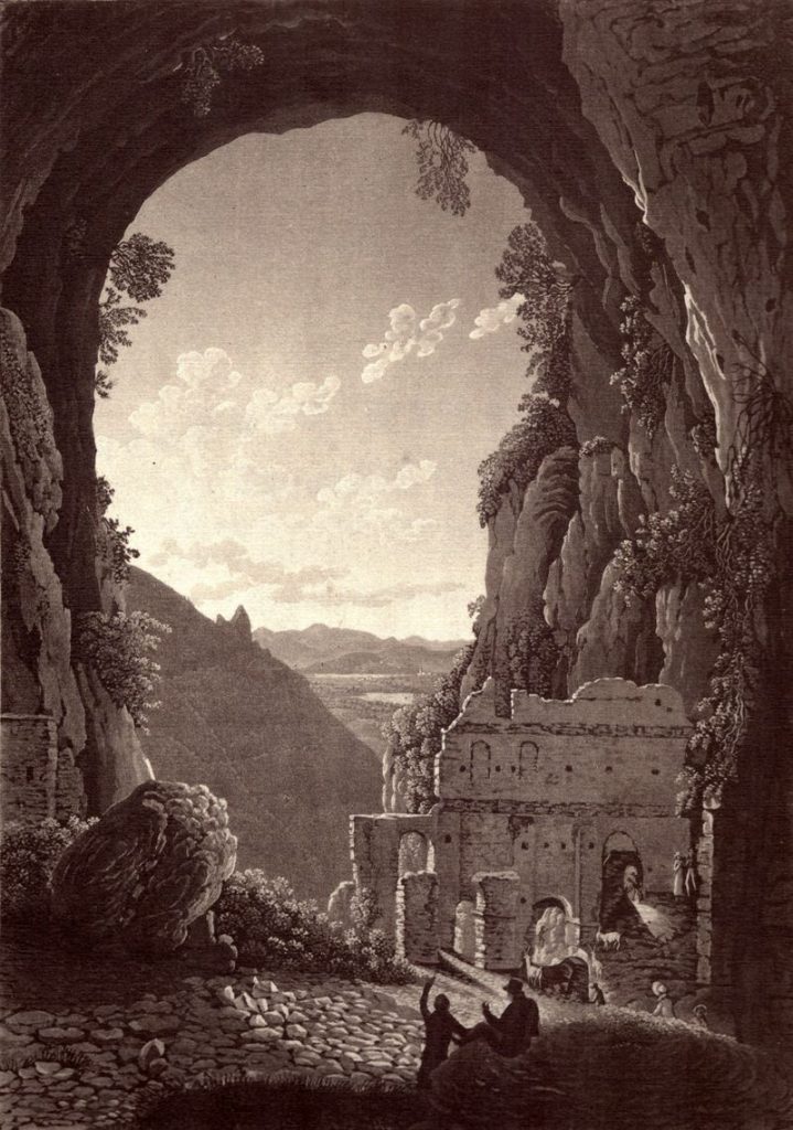 Il Buco del Piombo. Opera realizzata da Federico e Caterina Lose (o Lozé) per il libro Viaggio pittorico nei monti di Brianza, pubblicato nel 1823