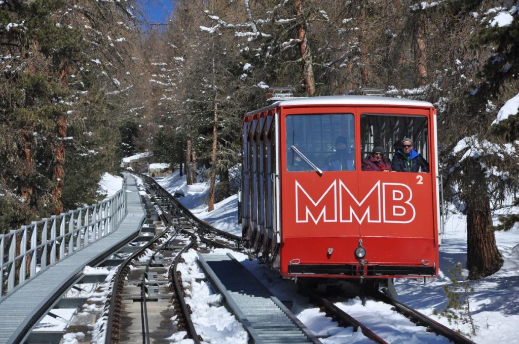 La funicolare del Muottas Muragl, foto Stefano Ardito