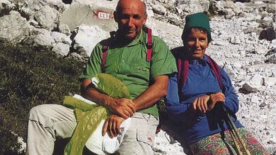 Gino Buscaini con la moglie Silvia Metzeltin, co-autrice del libro Scalate di penna e di grafite