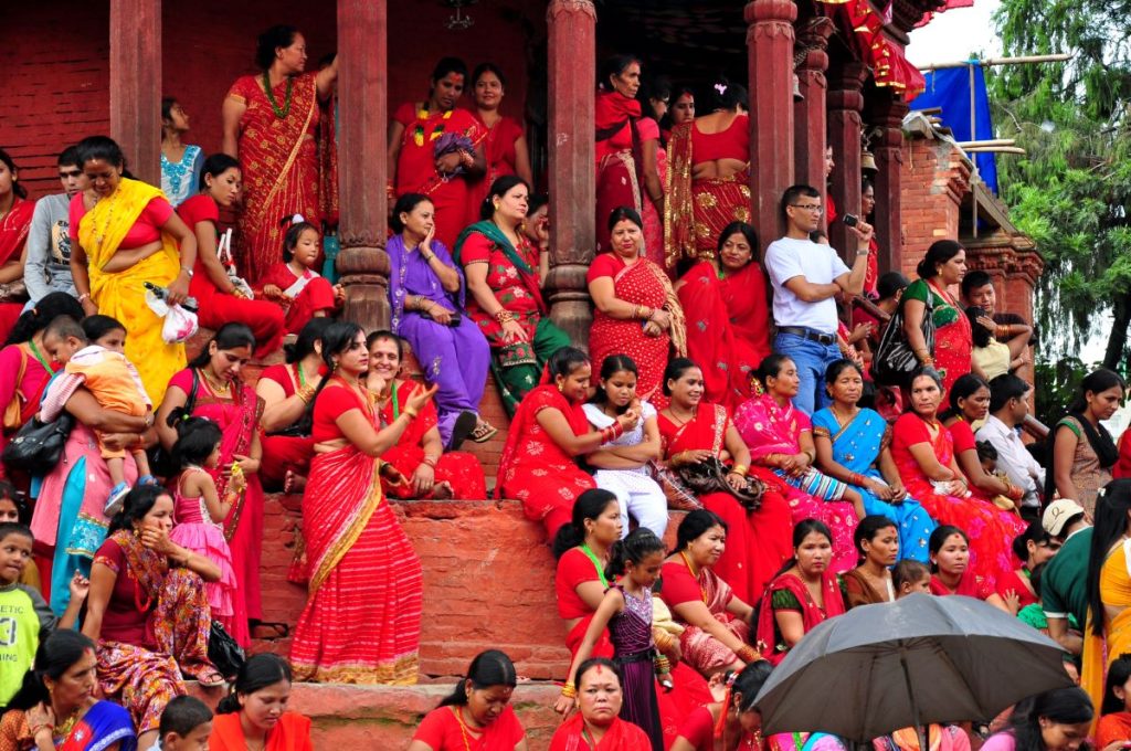Kathmandu, Durbar Square, festa delle donne, foto Stefano Ardito