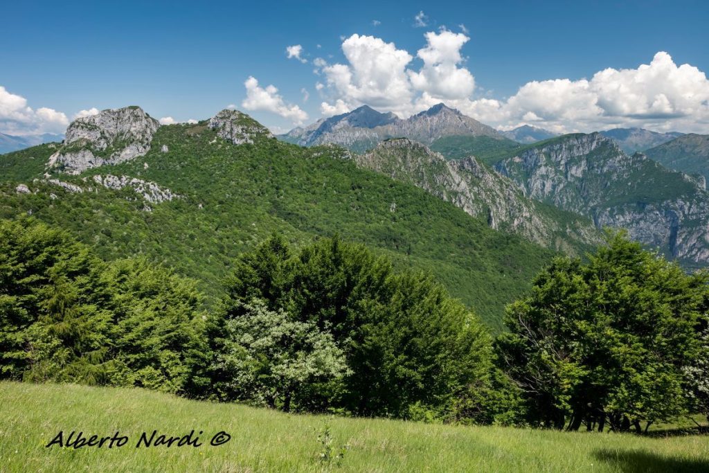I Corni di Canzo e, in lontananza, le Grigne. Foto Alberto Nardi